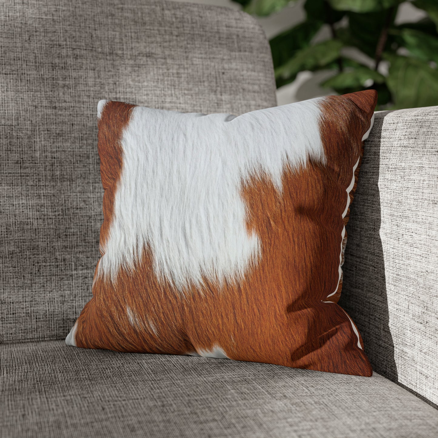 Cow Print Faux Suede Square Pillow Case