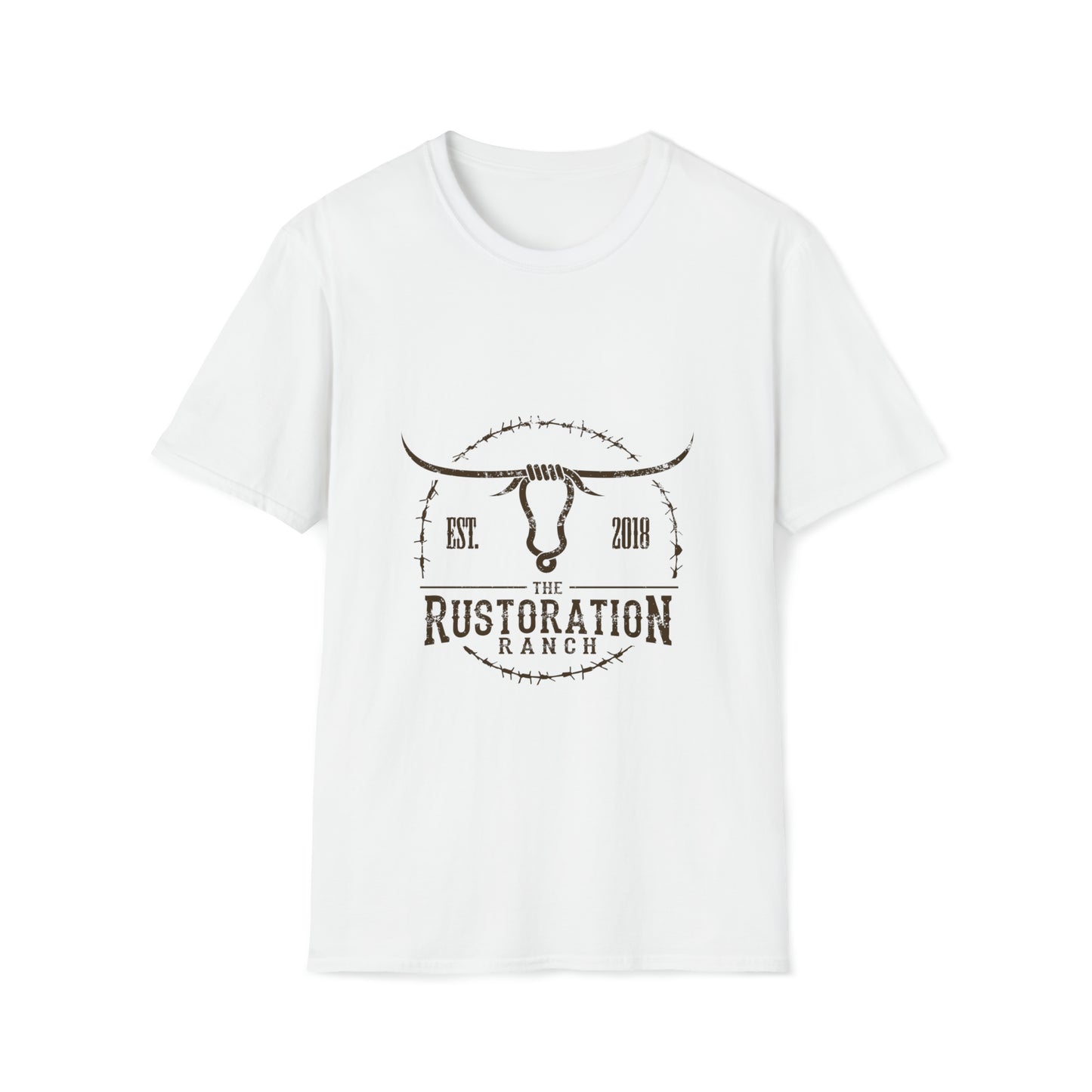 Rustoration Ranch Logo. Unisex Softstyle T-Shirt