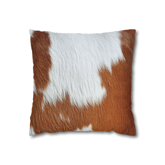 Cow Print Faux Suede Square Pillow Case