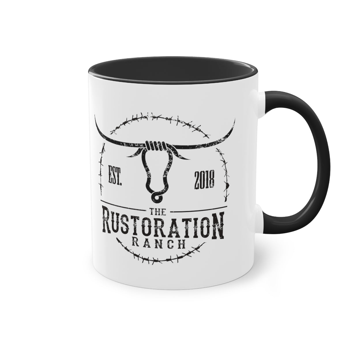 Black on Black Rustoration Ranch Two-Tone Coffee Mug, 11oz