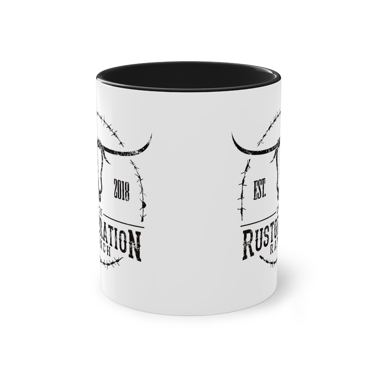 Black on Black Rustoration Ranch Two-Tone Coffee Mug, 11oz