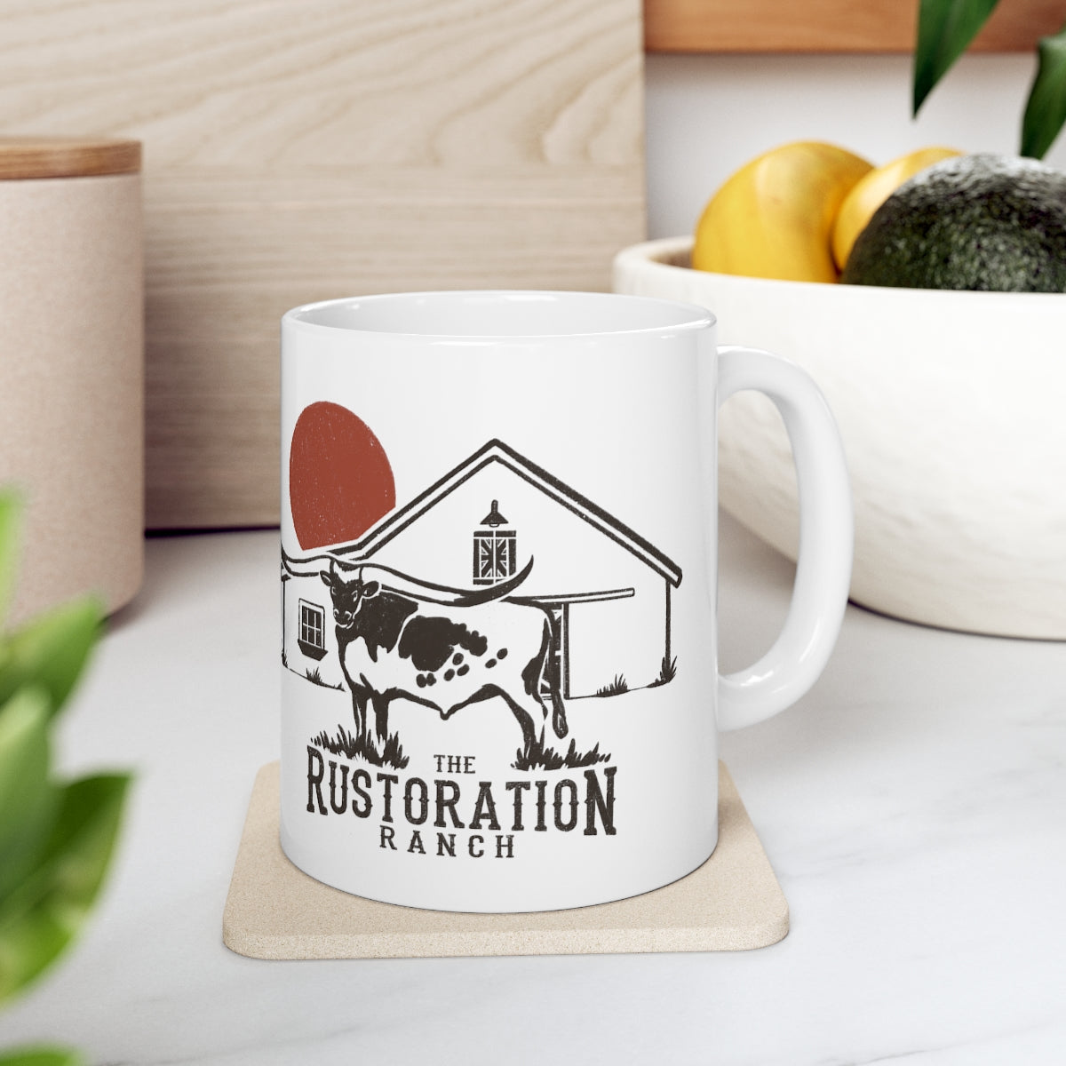 Rustoration Ranch Longhorn Ceramic Mug 11oz