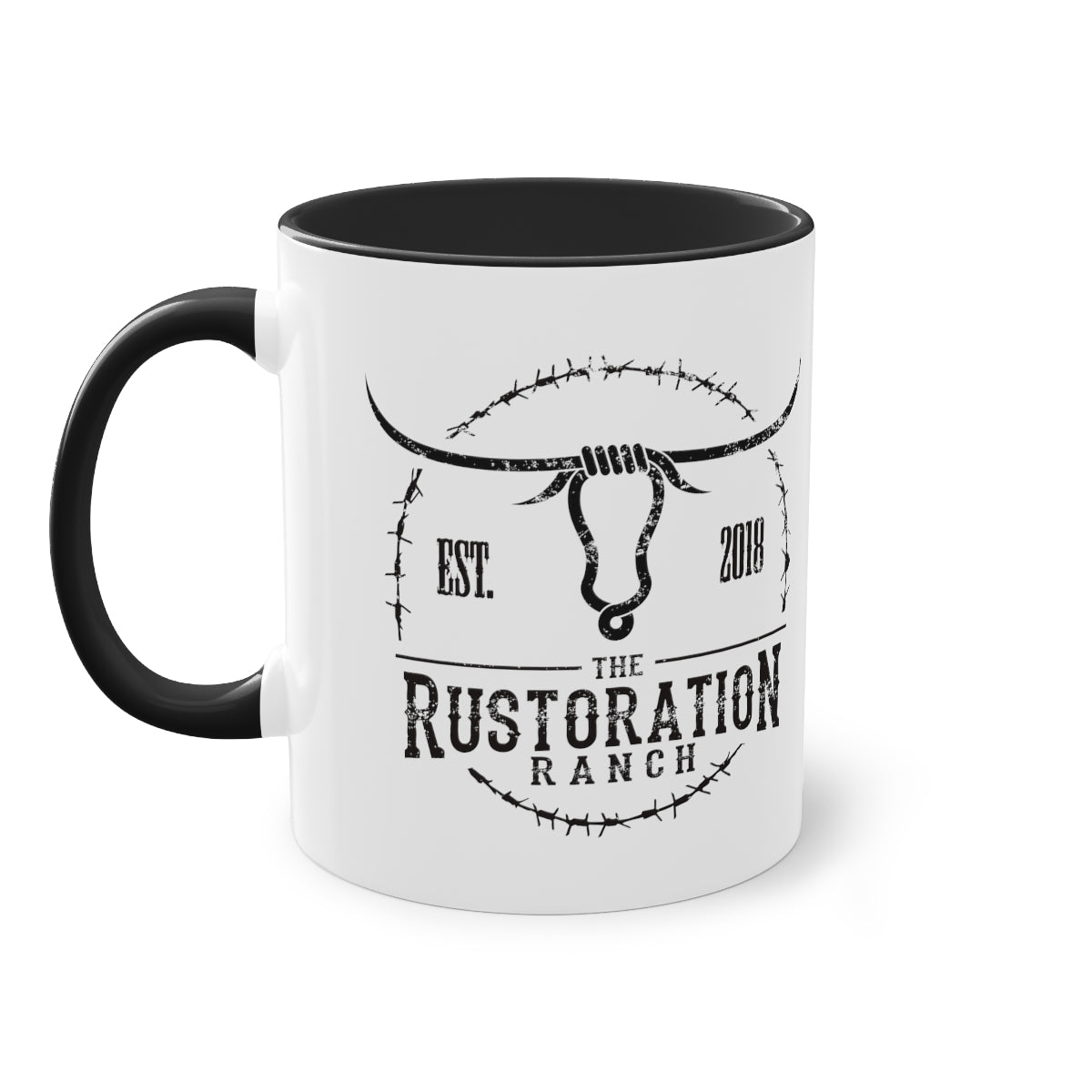 Black on Black Rustoration Ranch Two-Tone Coffee Mug, 11oz